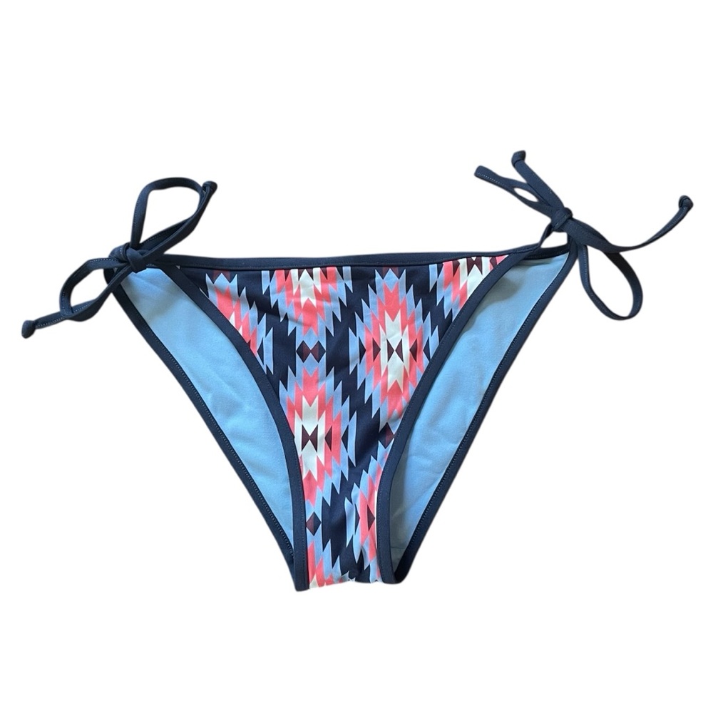 H&M Blue & Pink Patterned Tie On Bikini Bathing Suit Bottoms
